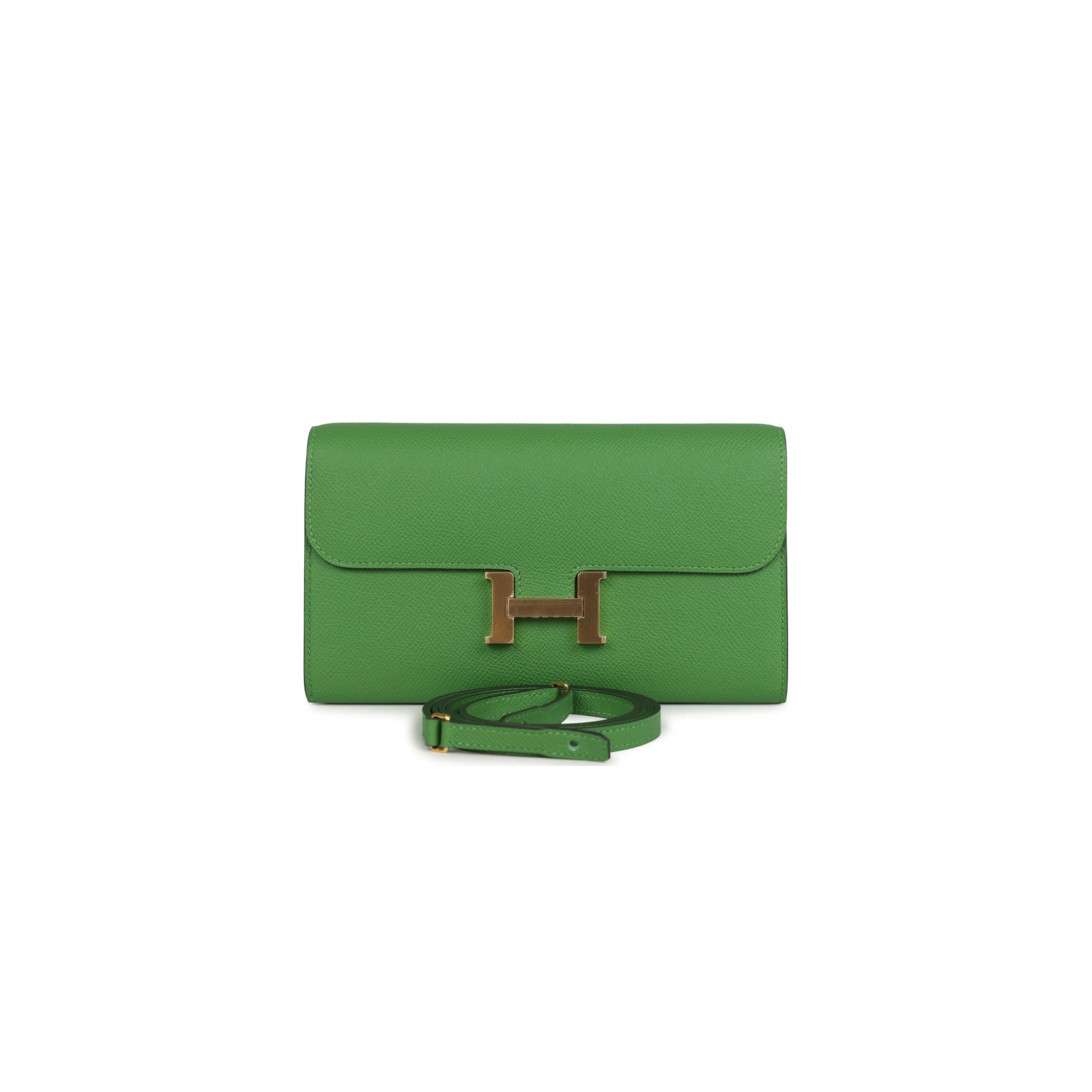 HERMES CONSTANCE WALLET TO GO VERT YUCCA EPSOM GOLD HARDWARE 436571 (20*11*4cm)